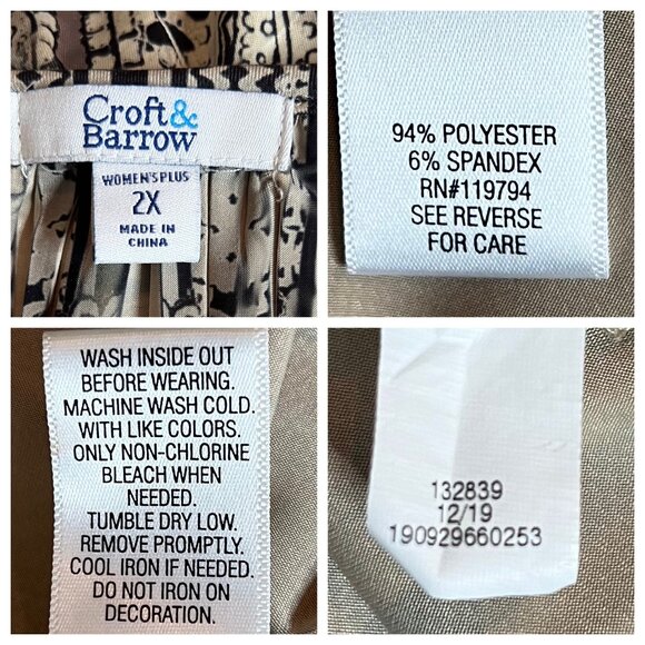 Croft & Barrow Women Plus 2X Paisley Print Tunic Embroidered Asymmetric Blousy - Picture 12 of 16